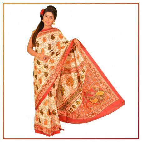 Murshidabad Silk Printed Saree 062