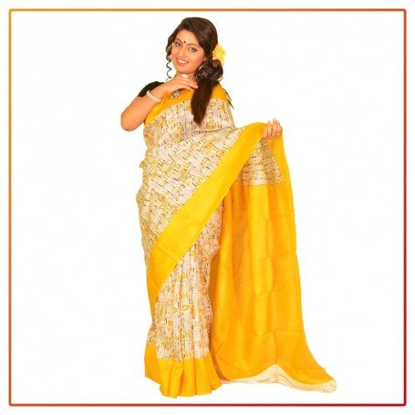 Murshidabad Silk Printed Saree 073